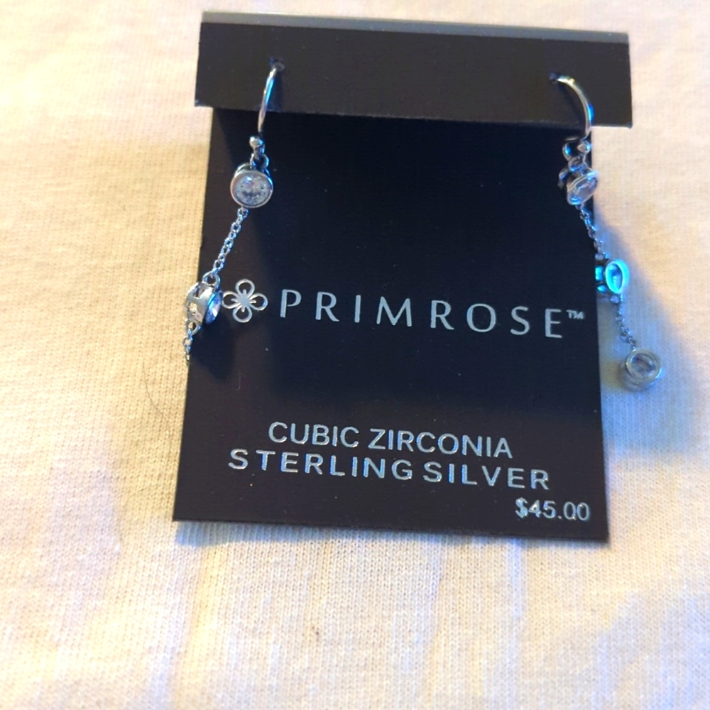 Women's Sterling silver Primrose Pierced Dangling Earrings. SALE